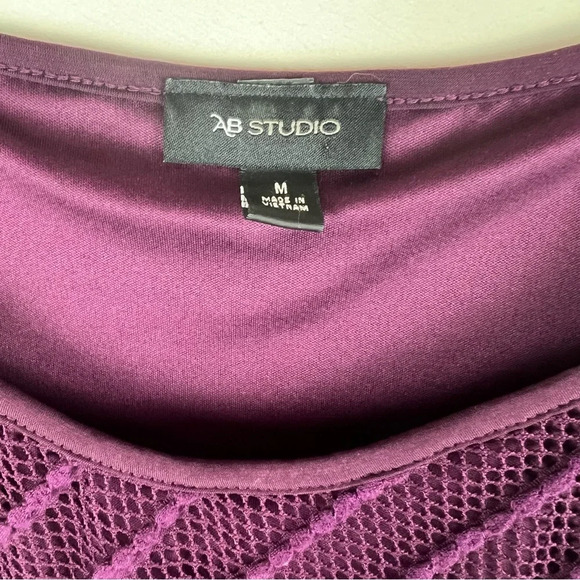 Vintage 80s 90s Mesh Overlay Top Medium M Purple Retro Sport Tank - Picture 3 of 6